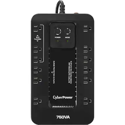 Front. CyberPower - 750VA Ecologic Battery Back-Up System - Black.