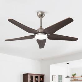 LUCKY ONE - 52" Ceiling Fan with Light Remote 6-Speed Quiet DC Motor Reversible - Nickel
