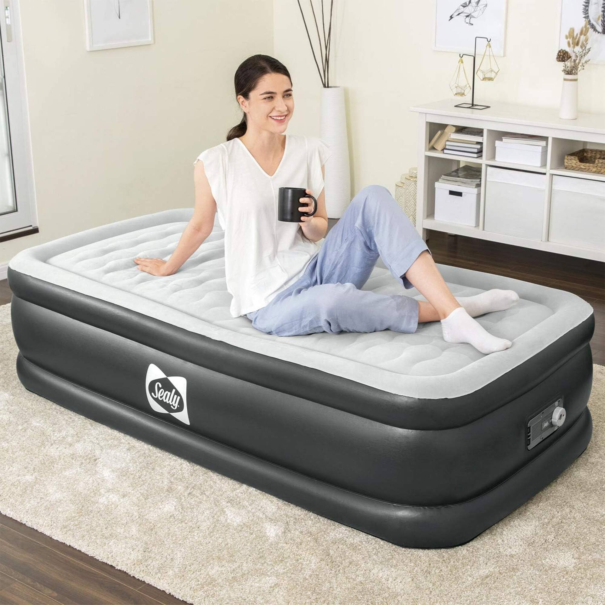 Alt View 1. Sealy - Sealy Tritech Twin Sized 20" Air Mattress Bed 2 Person w/ Built-In AC Pump & Bag - Gray.