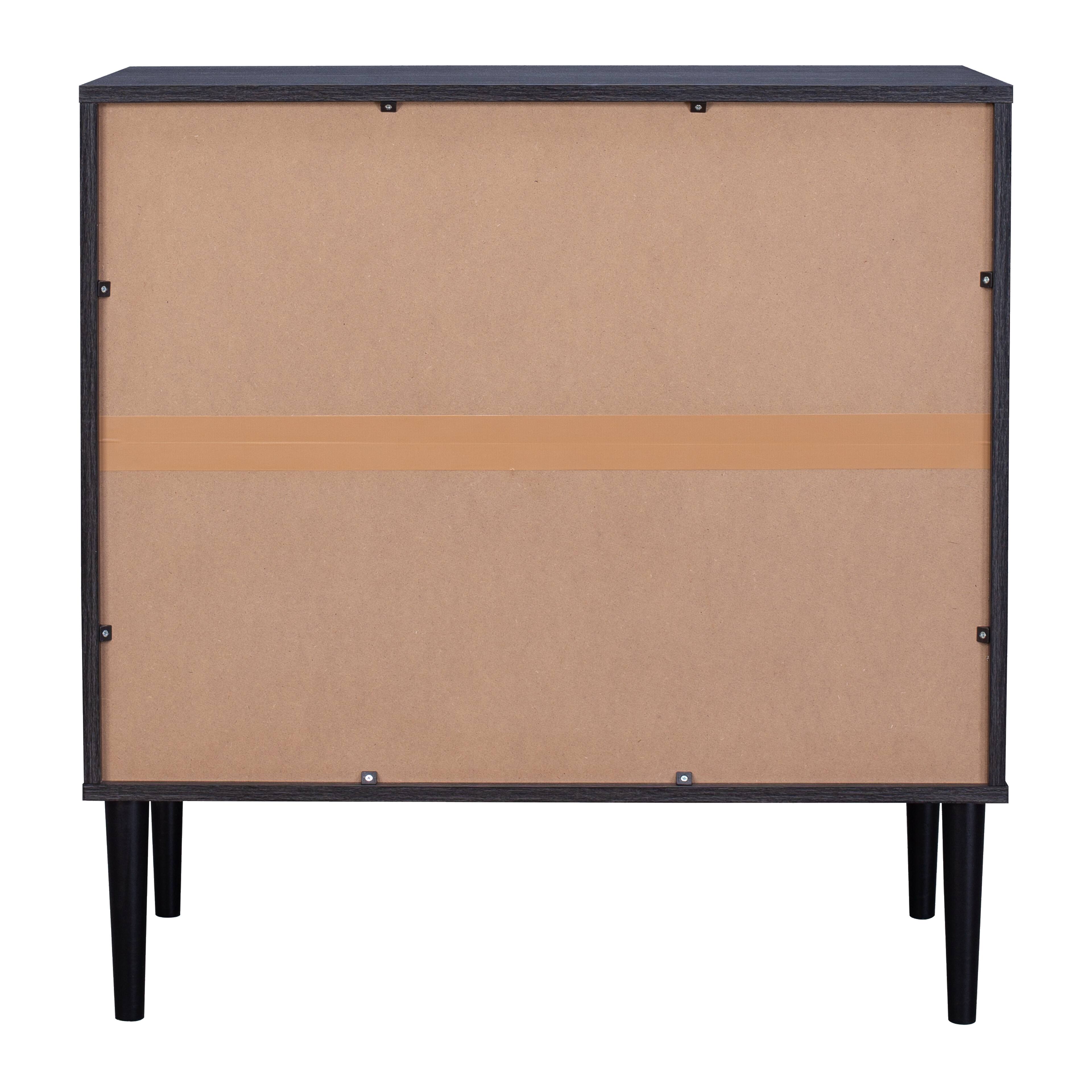 Alt View 2. CorLiving - CorLiving Ethan Engineered Wood Compact Sideboard with 2 Fluted Glass Doors and 2 Internal Shelves - Distressed Dark Grey.