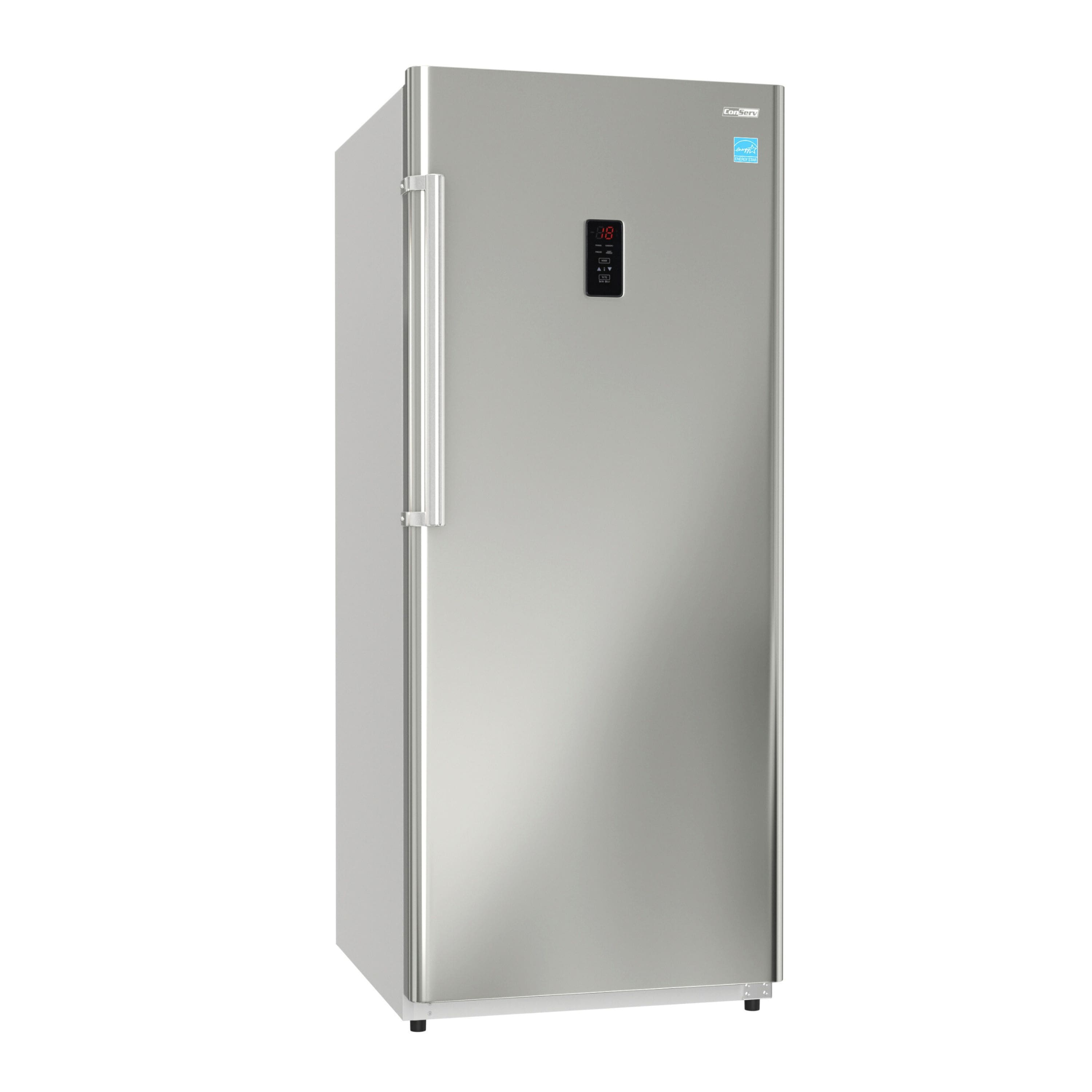 Conserv - 17cf Garage Ready Upright Freezer CONVERTIBLE Refrigerator 28" Energy Star 110V Reversible - Stainless Steel