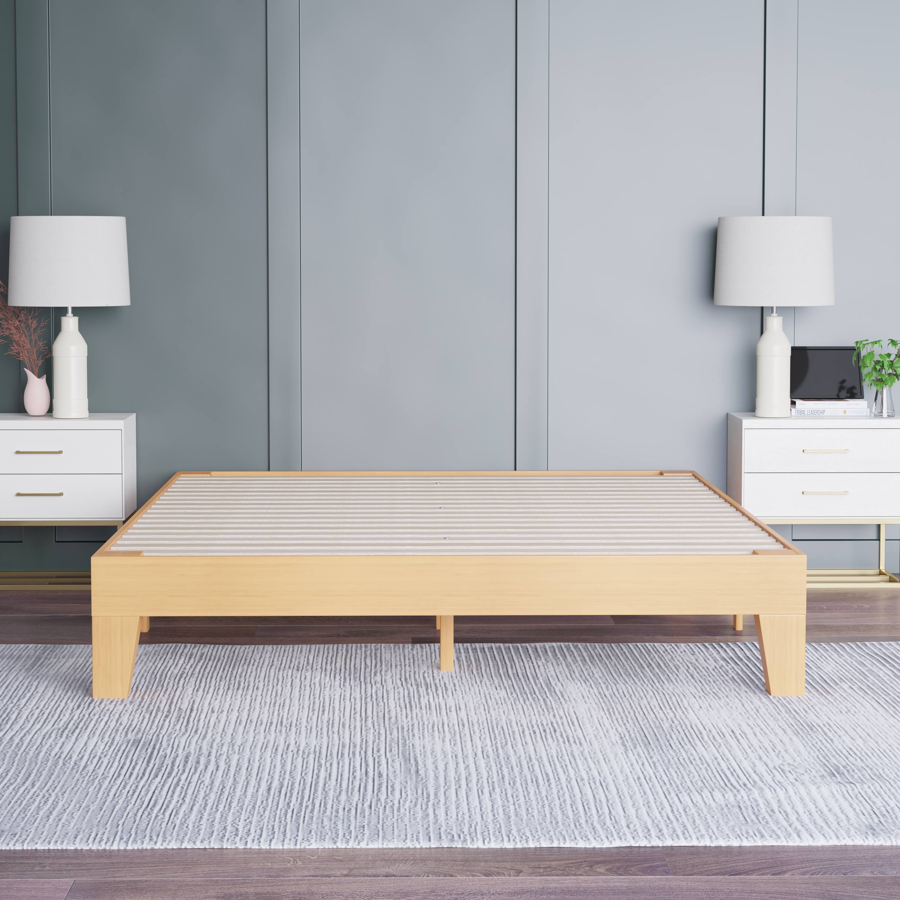 Alt View 4. Emma + Oliver - Avila Wooden Platform Bed with Wooden Support Slats; No Box Spring or Foundation Required - Natural.