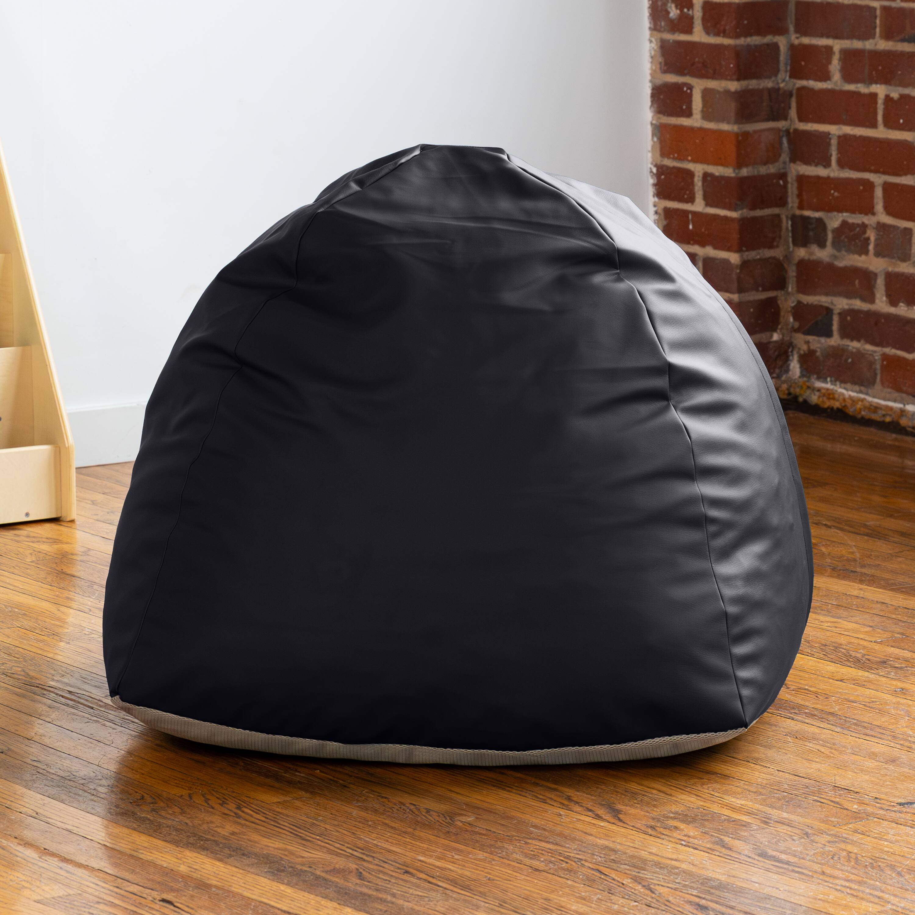 Alt View 1. Jaxx - Jaxx Gumdrop Jr. Kids Bean Bag for Early Childhood & Educational Environments, Premium Vinyl - Black - Black.