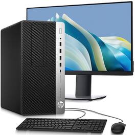 HP - Refurbished Excellent - G4 Tower Desktop PC | Intel Core i5-8th 3.2GHz | 16GB DDR4 RAM | 256GB + 1TB HDD | 24" LED | KB & Mouse | WiFi | Win11 - Black