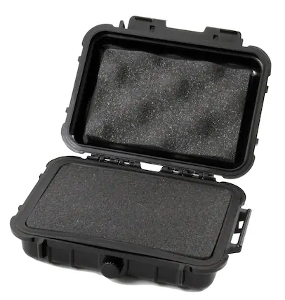 Front. CASEMATIX - Waterproof Carrying Case for Garmin Varia RearVue 820 Bike Radar Tail Light – Travel Case with Customizable Foam - Black.