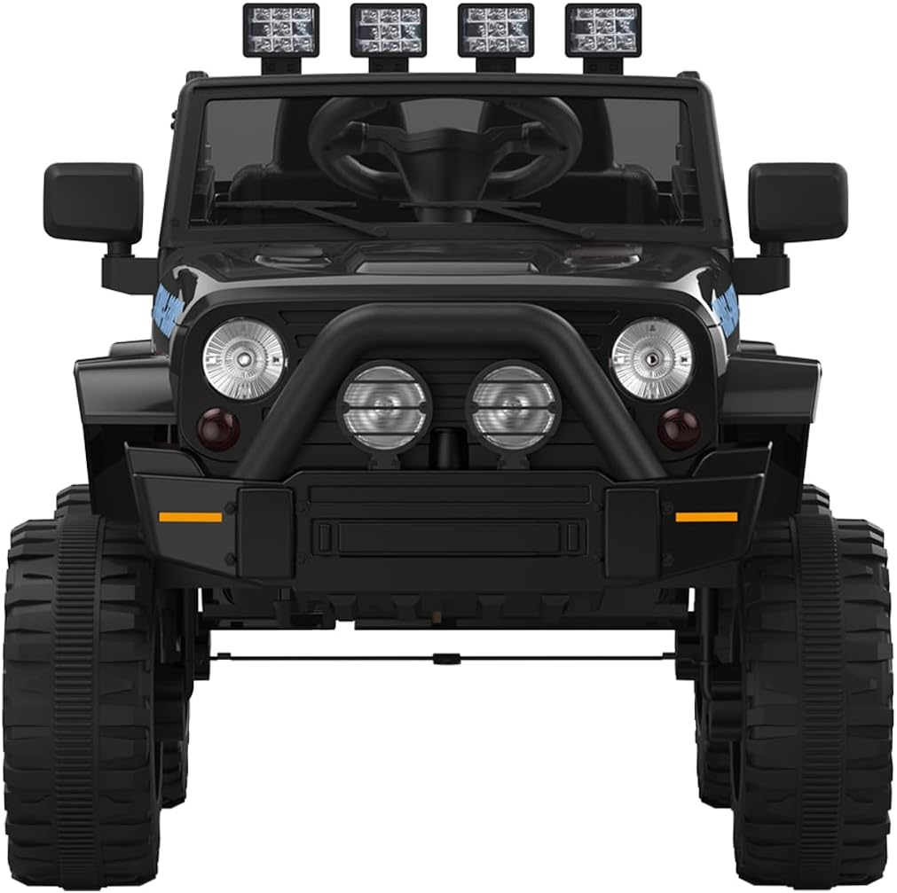 Alt View 8. Homhougo - 12V 2-Seater Electric Ride-On Truck for Kids - Remote Control Car with LED Lights, MP3, Seatbelt & All-Terrain Wheels - Black.