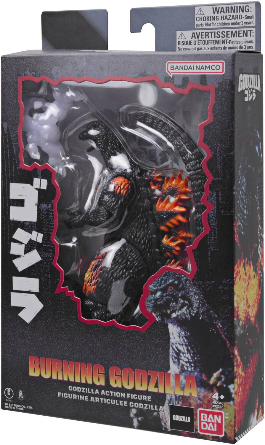 **WARNING: CHOKING HAZARD - Small parts. Not for children under 3 years.**

**AVERTISSEMENT: RISQUE D'ÉTOUFFEMENT - Petites pièces. Ne convient pas aux enfants de moins de 3 ans.**

**BANDAI NAMCO**

**BURNING GODZILLA**

**GODZILLA ACTION FIGURE**

**FIGURINE ARTICULÉE GODZILLA**

**TOHO CO., LTD. TM & © TOHO CO., LTD. MADE IN CHINA**

**BAN DAI**

**4+**

**#92340**

**#92345**