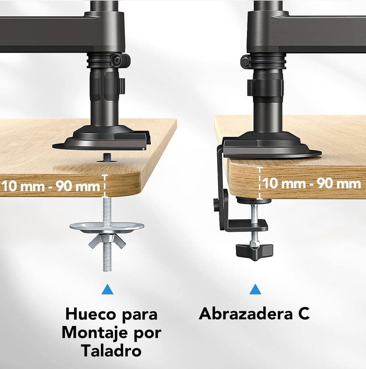 10 mm - 90 mm  
Hueco para Montaje por Taladro  
Abrazadera C