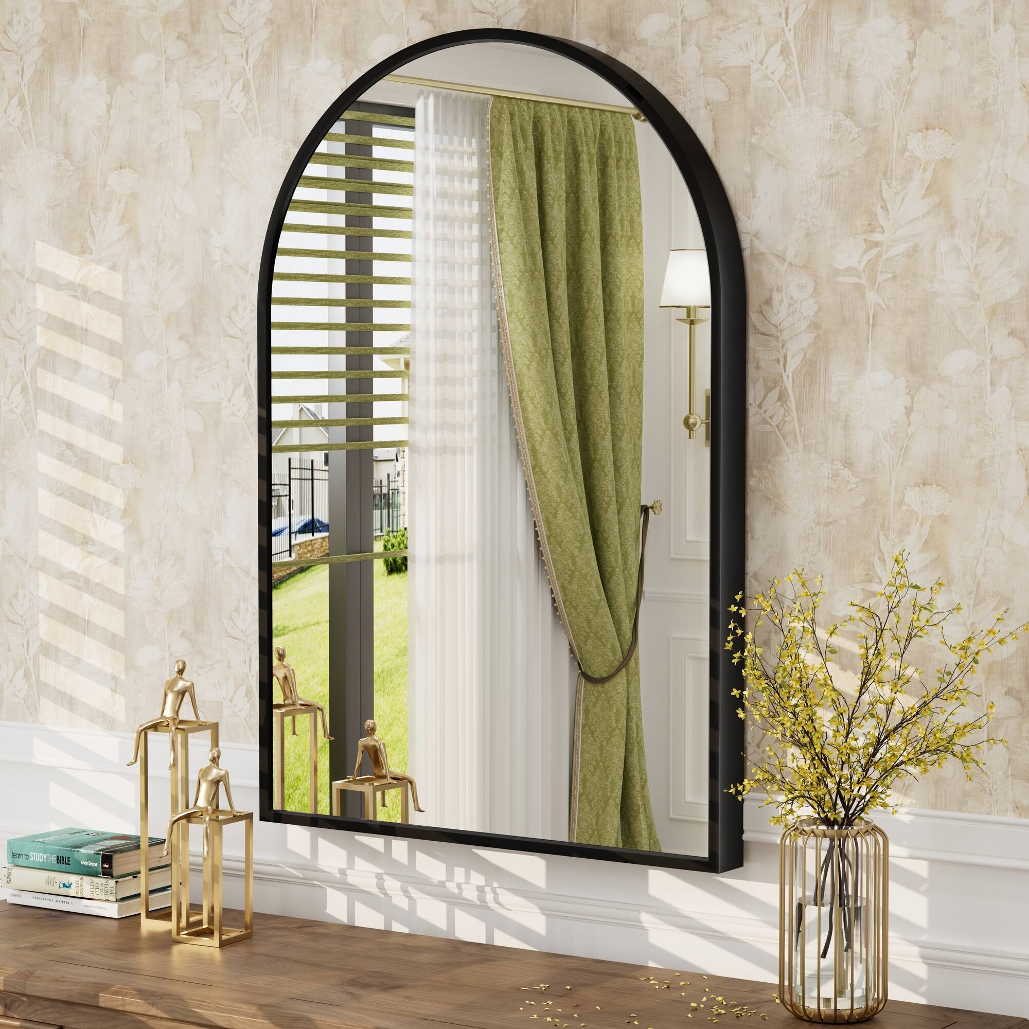 Alt View 3. Boyel Living - 24 x 16 in Elegant Arch Mirror with Sleek Black Aluminum Frame and Premium Glass.