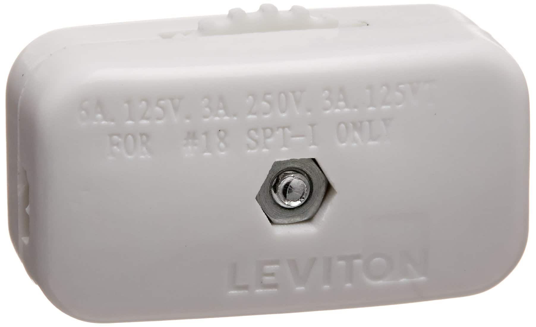 Leviton - Feed-Thru Rotary Switch Single Pole 6A 125V (C24-00423-3KW) - White