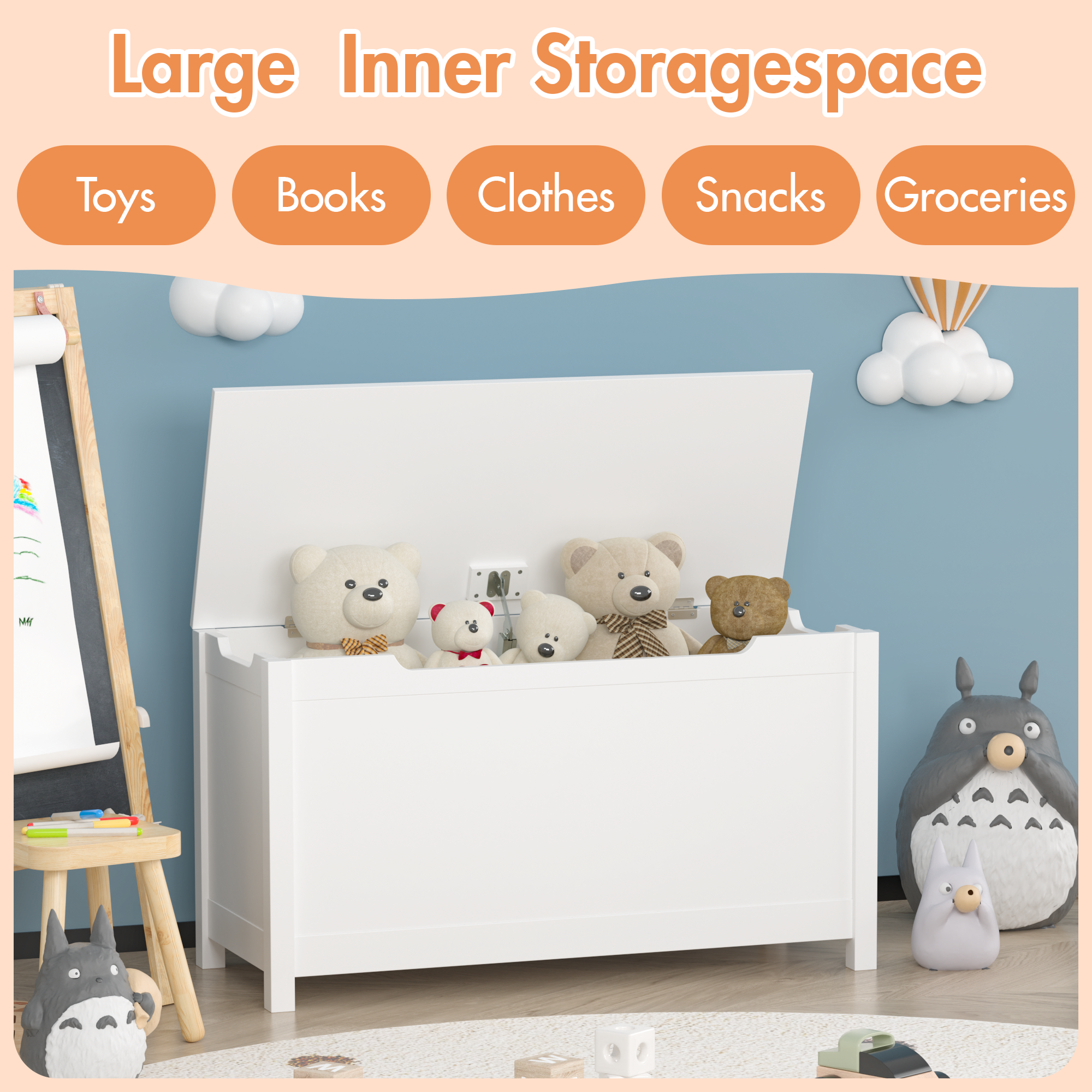 Large Inner Storagespace

Toys Books Clothes Snacks Groceries