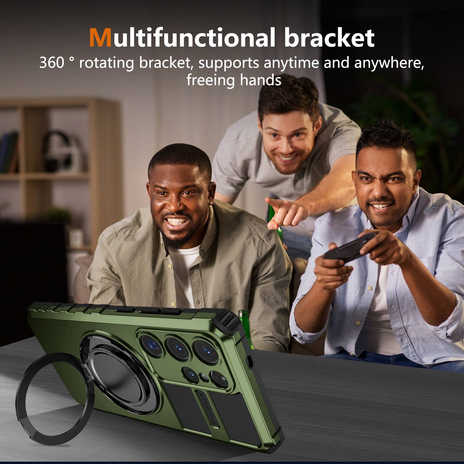 Multifunctional bracket  
360° rotating bracket, supports anytime and anywhere, freeing hands