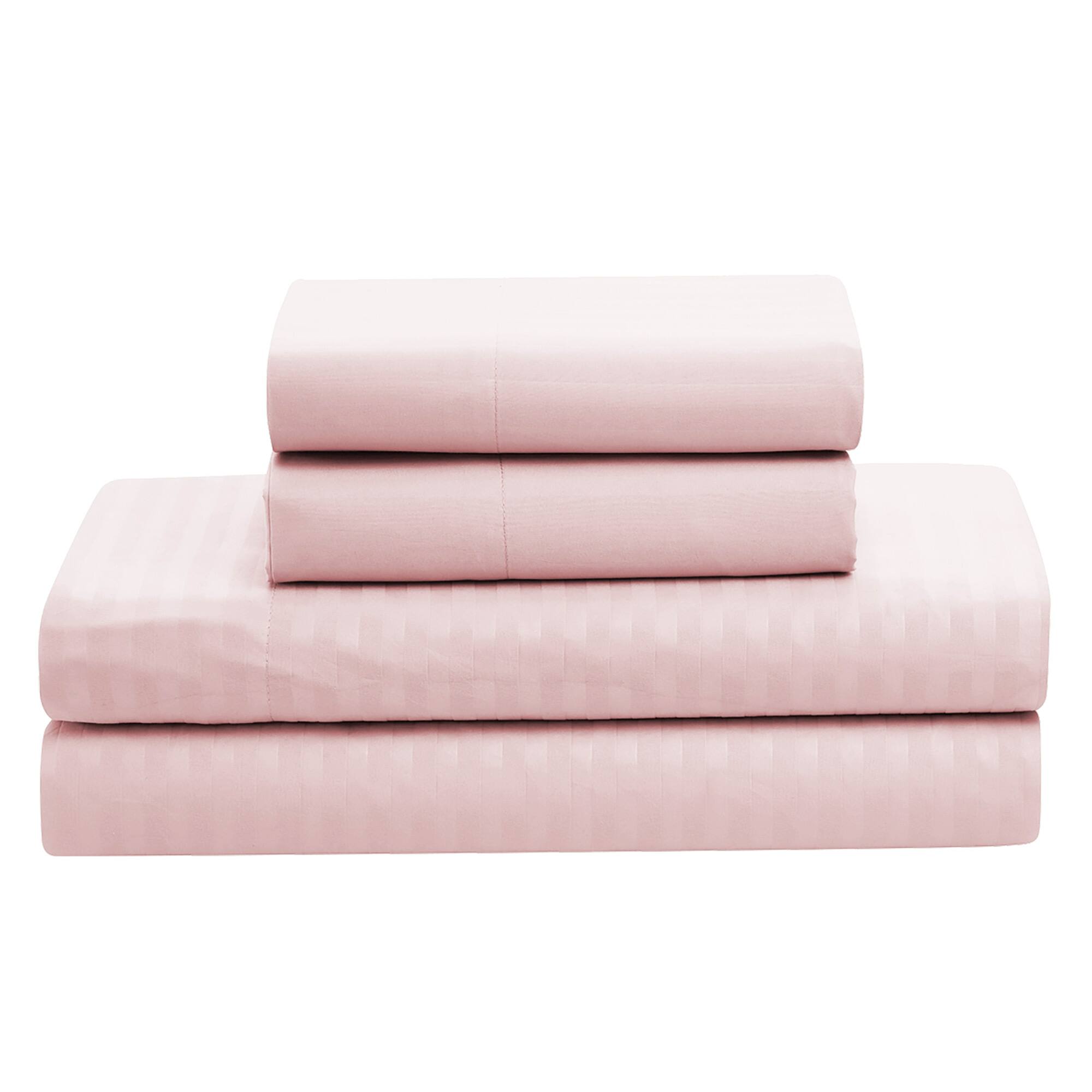 Back. Sweet Home Collection - 8 Piece Embossed Dobby Stripe Bed in a Bag All Season Complete Set with Sheets - King - Pale Pink.