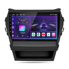 Junsun - 9" 8 Core 6+128GB carplay Android 15 For Hyundai Santa Fe 2013-2016 Car Stereo Radio GPS Navi WIFI SWC RDS DSP BT FM - Black