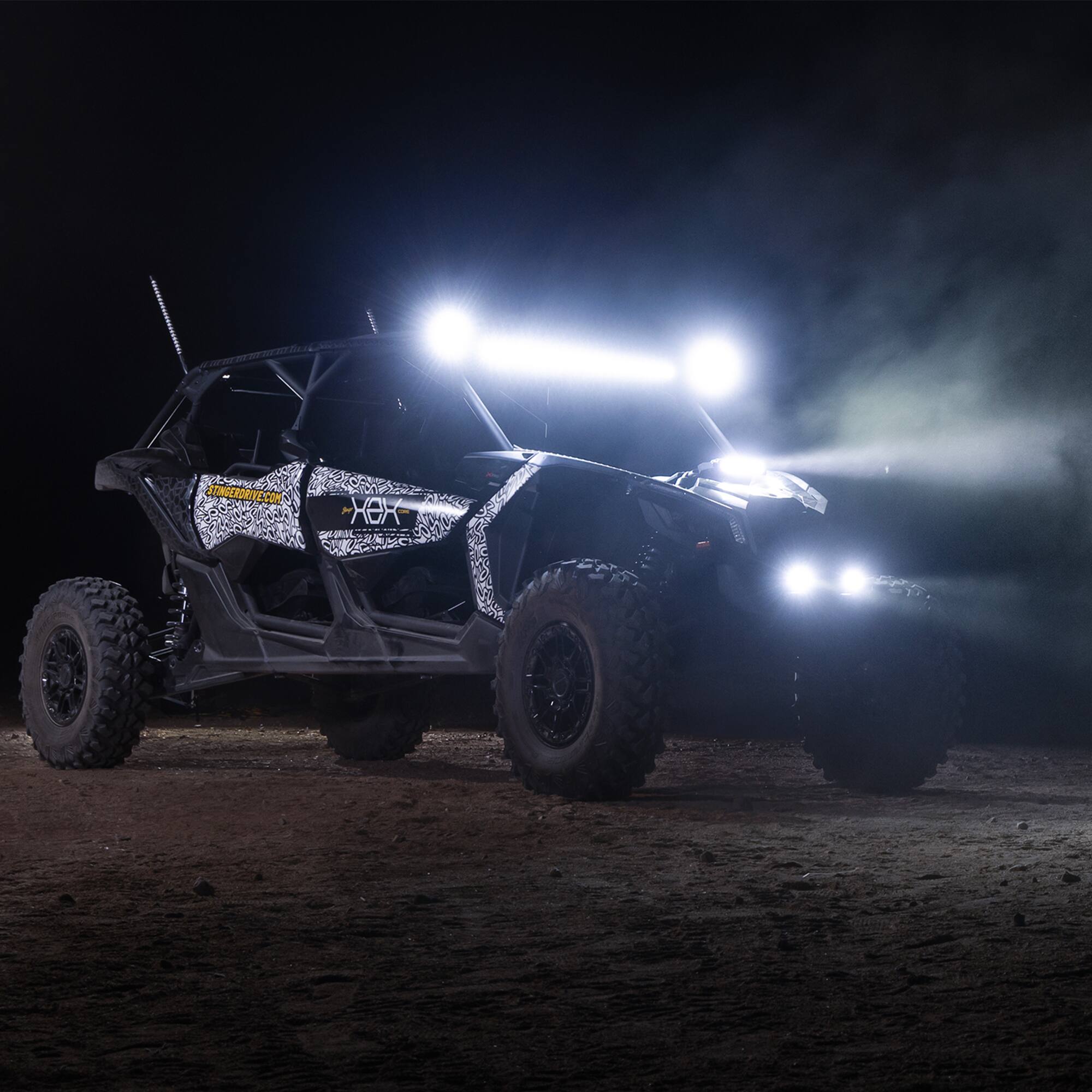 Alt View 8. Stinger - HEXCORE 10” Universal Off-Road Straight LED Light Bar, Amber/White Flood Beam for Cars, Trucks, Jeeps, UTV, 4x4 Vehicles - Black.