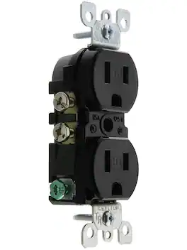 Amber Sporting Goods - Leviton 15 Amp, 125 Volt, Tamper Resistant, Duplex Receptacle, Residential Grade, Grounding, T5320-E - Black