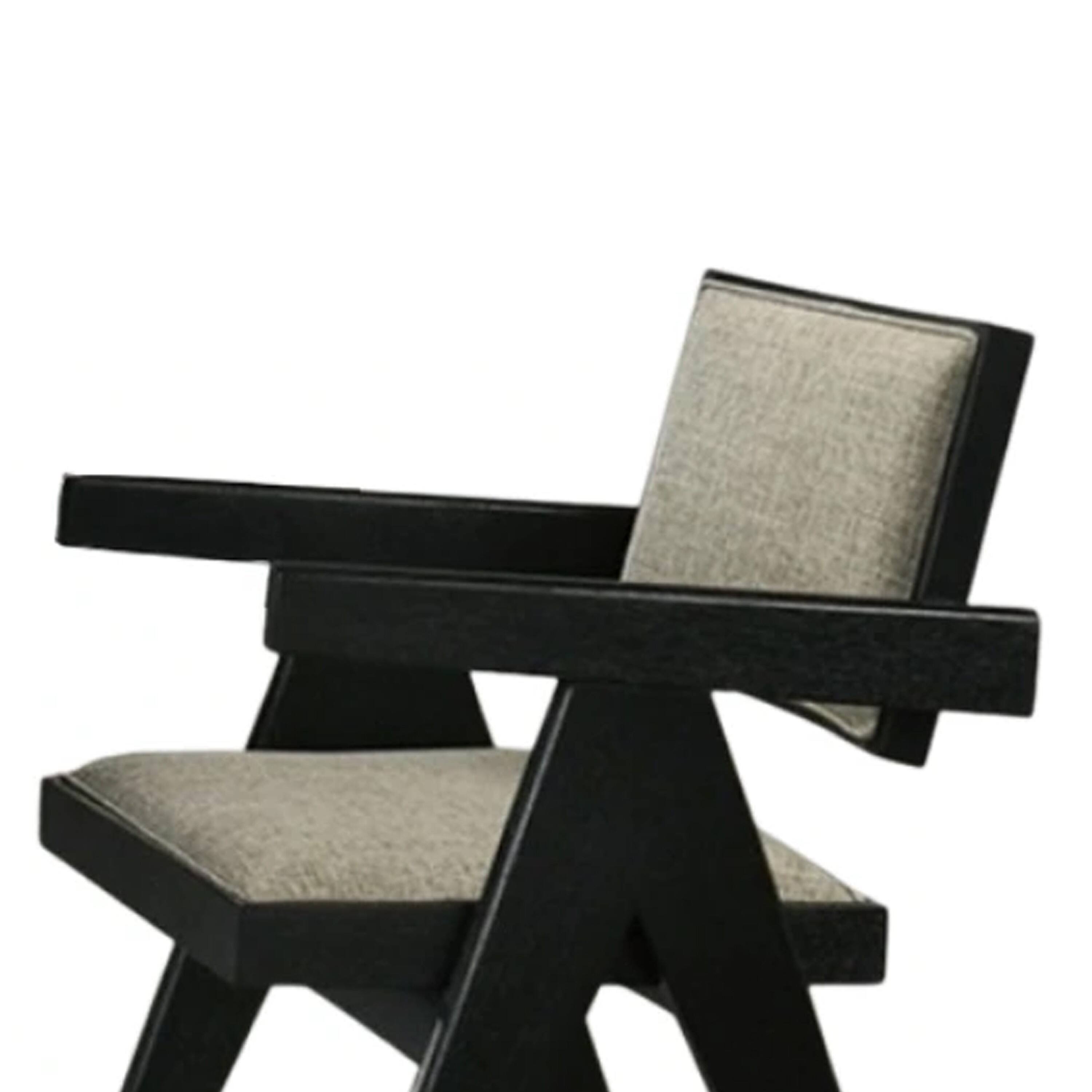 Alt View 2. Manhattan Lane - Toty Dining Armchair Set of 2, Curved Arms, Angled Rear Legs - Black, Light Gray.