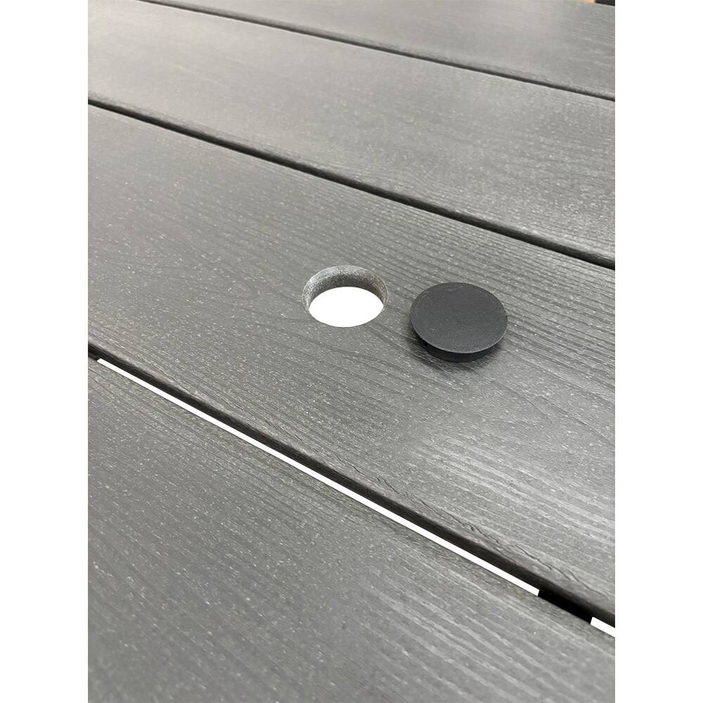 Alt View 4. Fortune Candy - HDPE Patio Dining Table, with Umbrella Hole, Weather Resistant, for Outdoor, Garden, Yard (1 Piece - 35.7'' Table) - Gray.