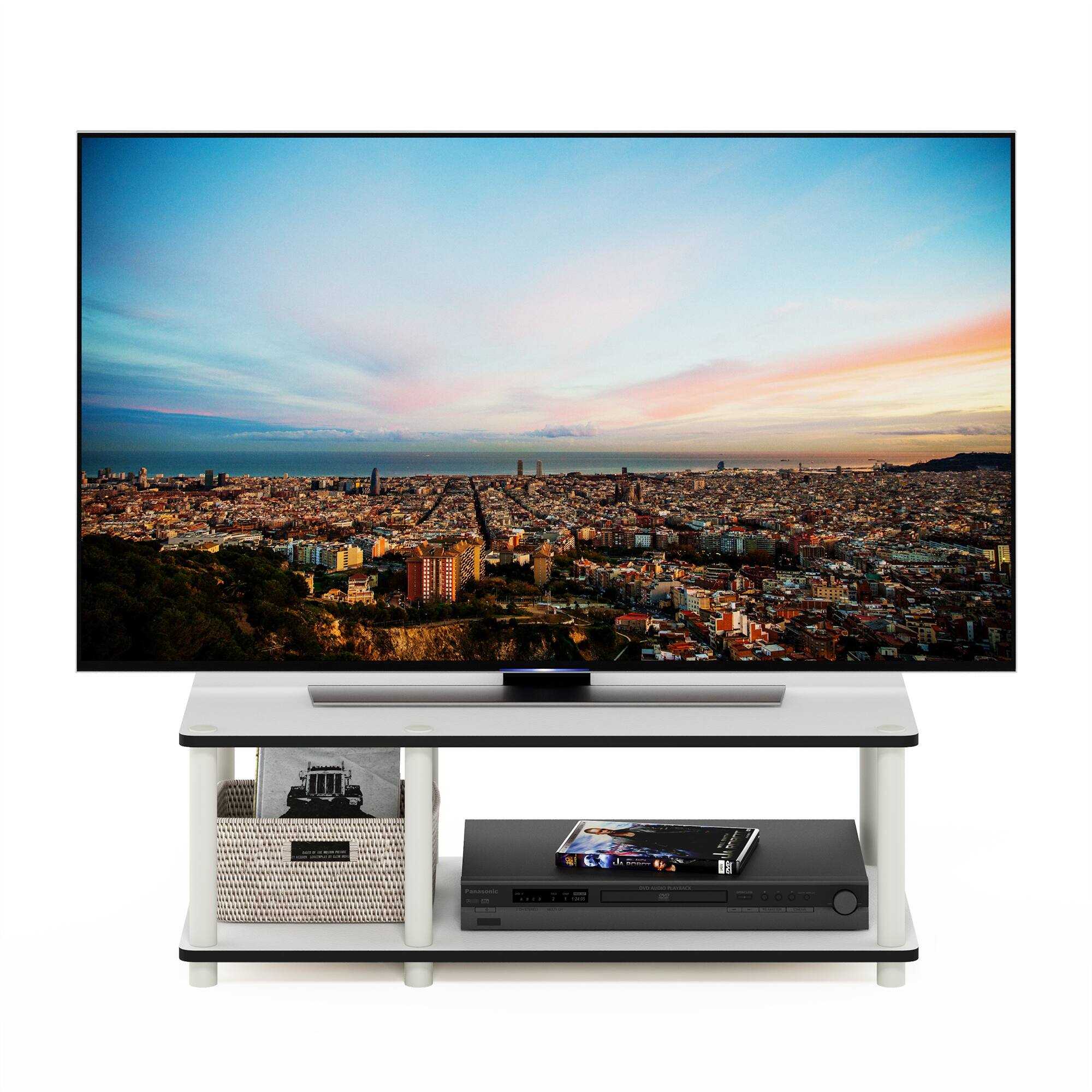 Alt View 4. Furinno - Just No Tools Mid TV Stand, Tube - White/White.