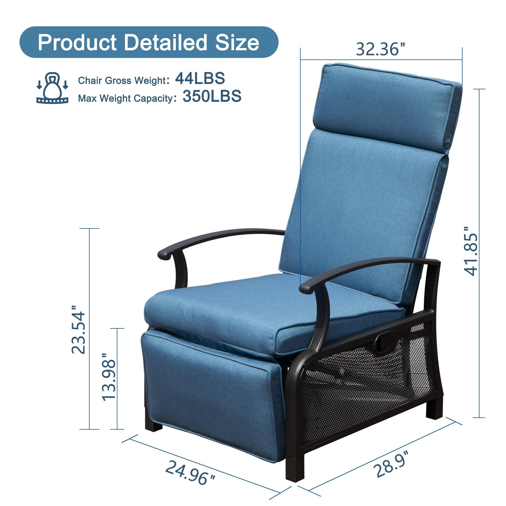 Product Detailed Size  
Chair Gross Weight: 44LBS  
Max Weight Capacity: 350LBS  

32.36"  
23.54"  
13.98"  
41.85"  
24.96"  
28.9"