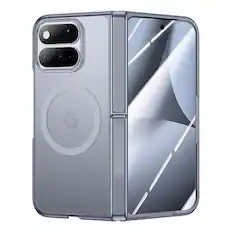 Front. Dteck - For Google Pixel 11 Pro Fold Shockproof Hinge Stand Matte Rugged Case Built-in Screen Protector,Compatible with Magsafe - Gray(Clear Film).