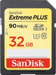 Front. SanDisk - Extreme PLUS 32GB SDHC UHS-I Memory Card - Black.