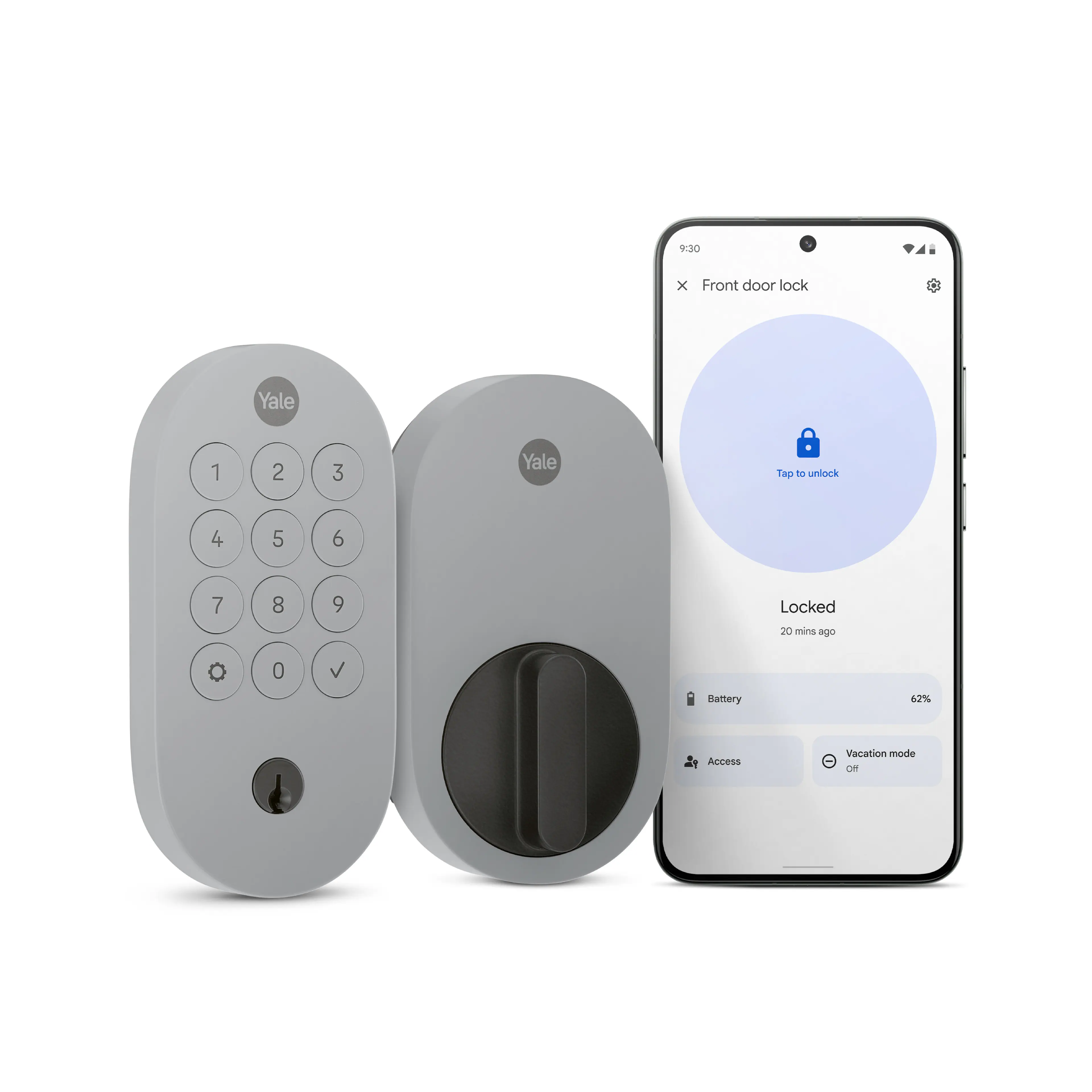 Yale - Smart Lock with Matter, Designed for Google Home; Electronic Deadbolt with Pushbutton Keypad - Ash
