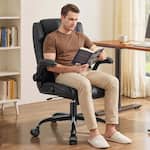 KERDOM - Swivel Tilt Gamer Ergonomic Computer Chair with Lumbar Support, Height Adjustable, Adjustable Arms Space Saving - Black
