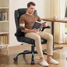 KERDOM - Swivel Tilt Gamer Ergonomic Computer Chair with Lumbar Support, Height Adjustable, Adjustable Arms Space Saving - Black