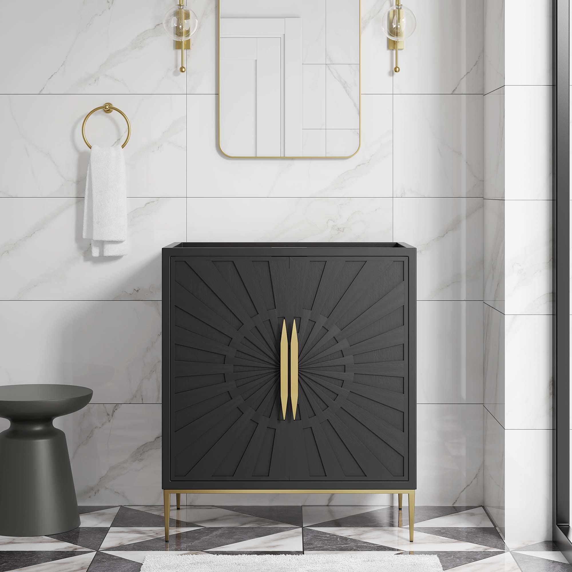 Front. Modway - Awaken Bathroom Cabinet Basin Not Included by Modway - Black.