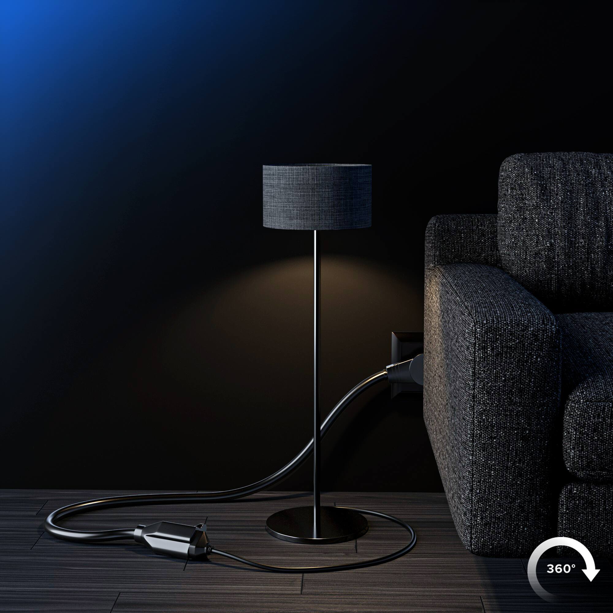 Alt View 8. Maximm - 1 Foot 360° Rotating Flat Plug Extension Cord/Wire, 3 Prong Grounded Wire 16 Awg Power Cord - UL Certified - Black.