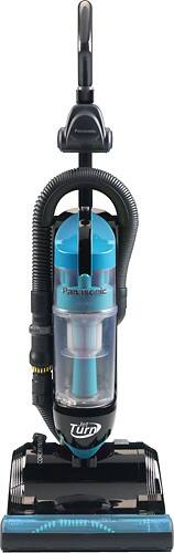 Front. Panasonic - HEPA Bagless Upright Vacuum - Black/Light Blue.