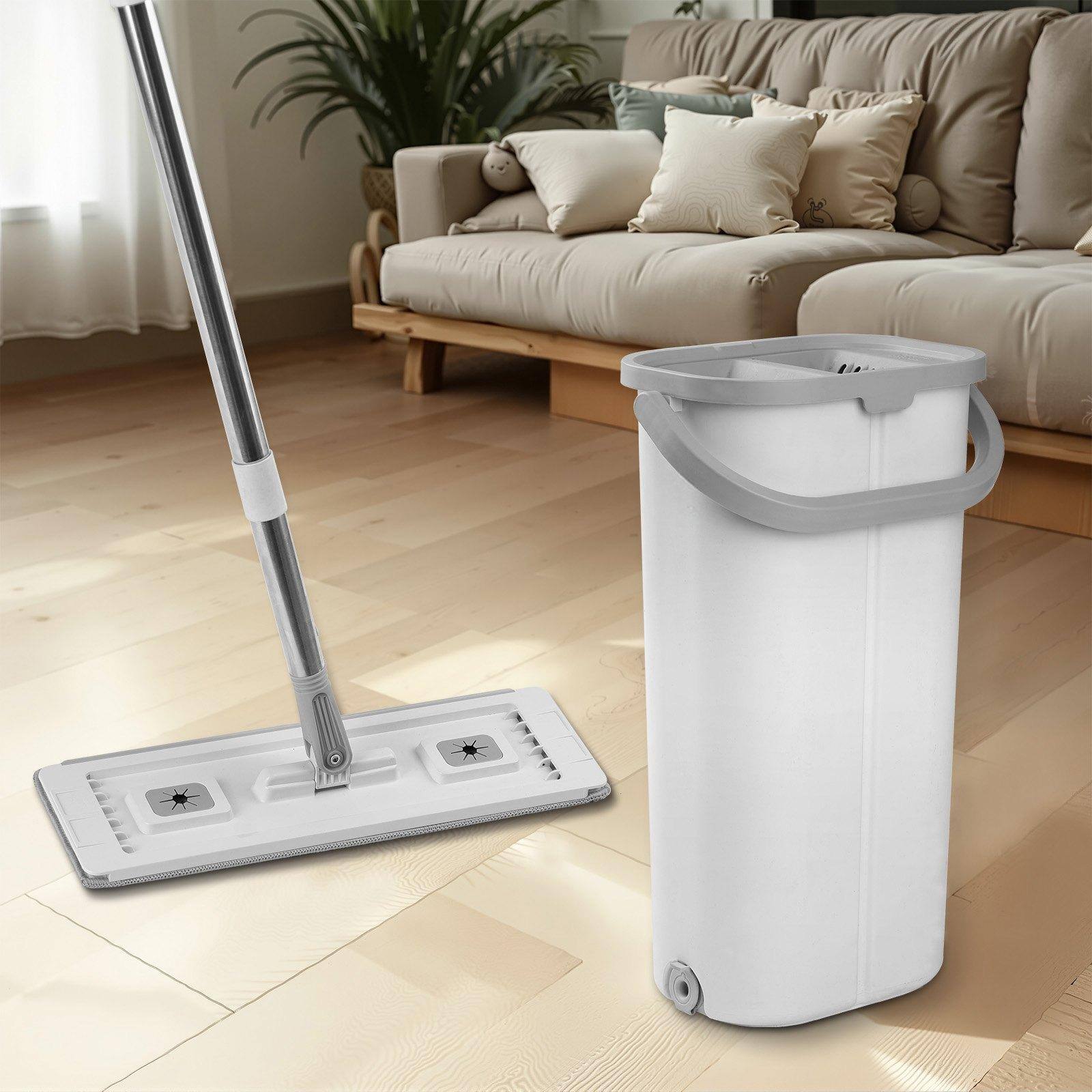 Alt View 1. Glintex - Mop and Bucket Set with Wringer, Flat Mop System, 3 Washable Pads for Wet Dry Cleaning on Hard Floors.