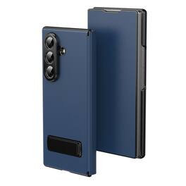 Dteck - Leather Case for Samsung Galaxy Z Fold7 Full Body Magnetic Flip Cover with Kickstand Hinge Protection - Blue