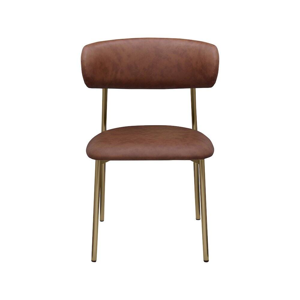 Alt View 2. Meridian Furniture - Lupita Brown Vegan Leather Dining Chair, Set of 2 - Brown.