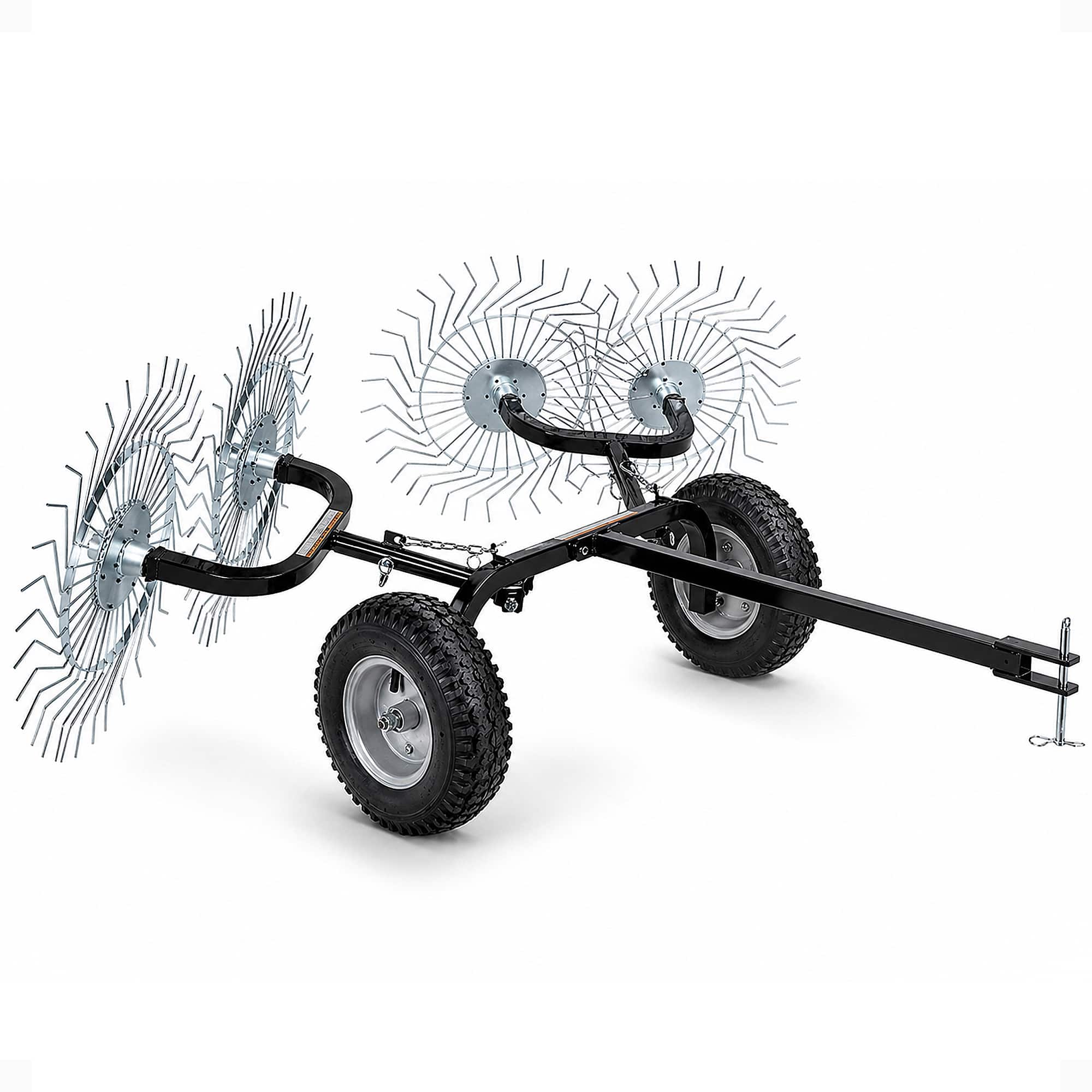 Front. Yard Tuff - Yard Tuff Acreage Rake, Steel Tow Behind Dethatcher for Lawn & Garden, 48 Inch - Black.