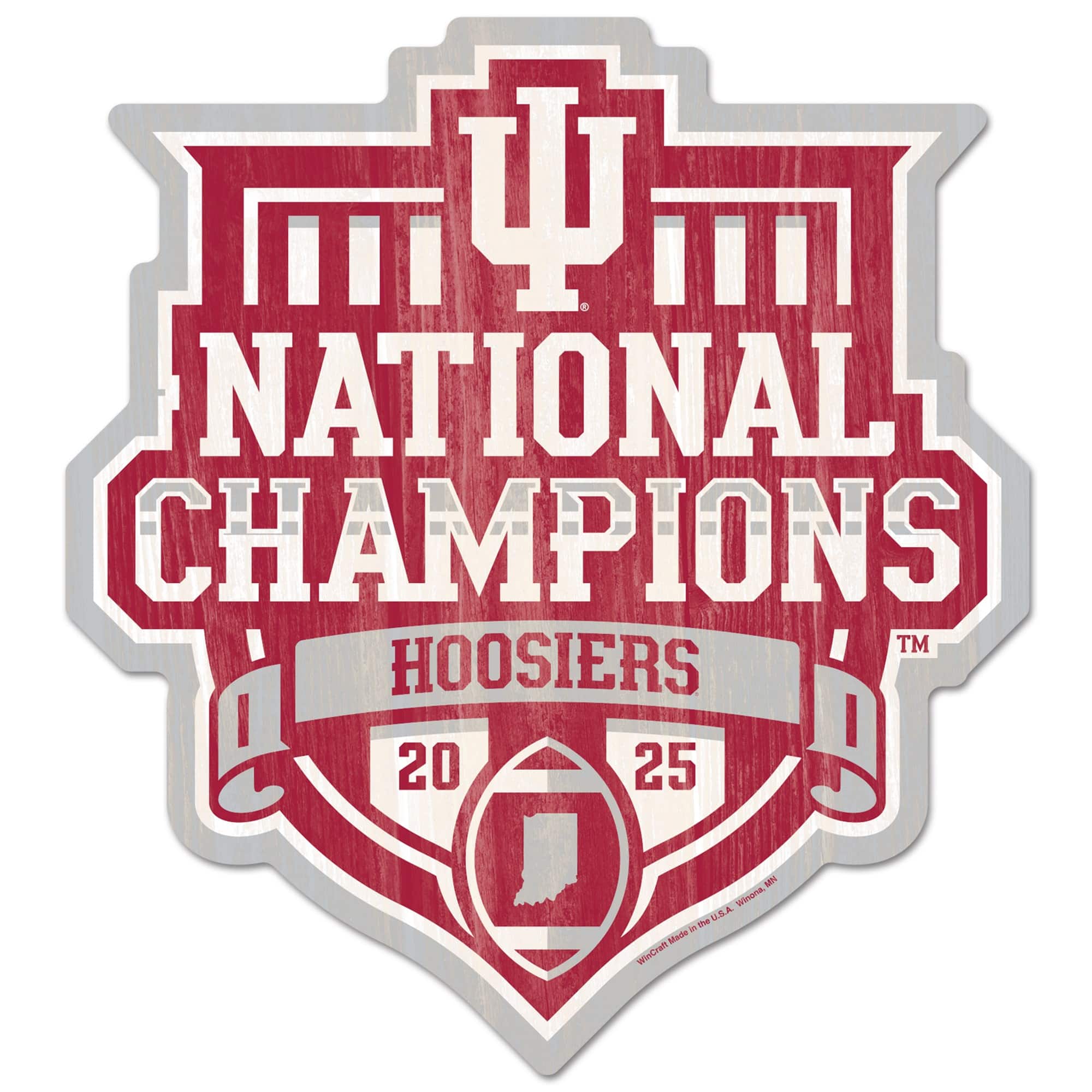 WinCraft - Indiana Hoosiers College Football Playoff 2025 National Champions Wood Sign - Multicolor