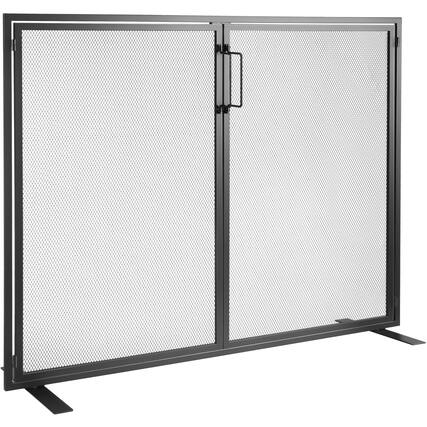 Front. VEVOR - Fireplace Screen 1 Panel with Door, Sturdy Iron Mesh Fireplace Screen, 38.98"(L) x30.7"(H) Spark Guard Cover - Black.