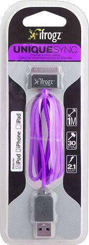 Front Standard. iFrogz - UniqueSync USB Cable for Apple® iPod®, iPhone® and iPad® - Purple.