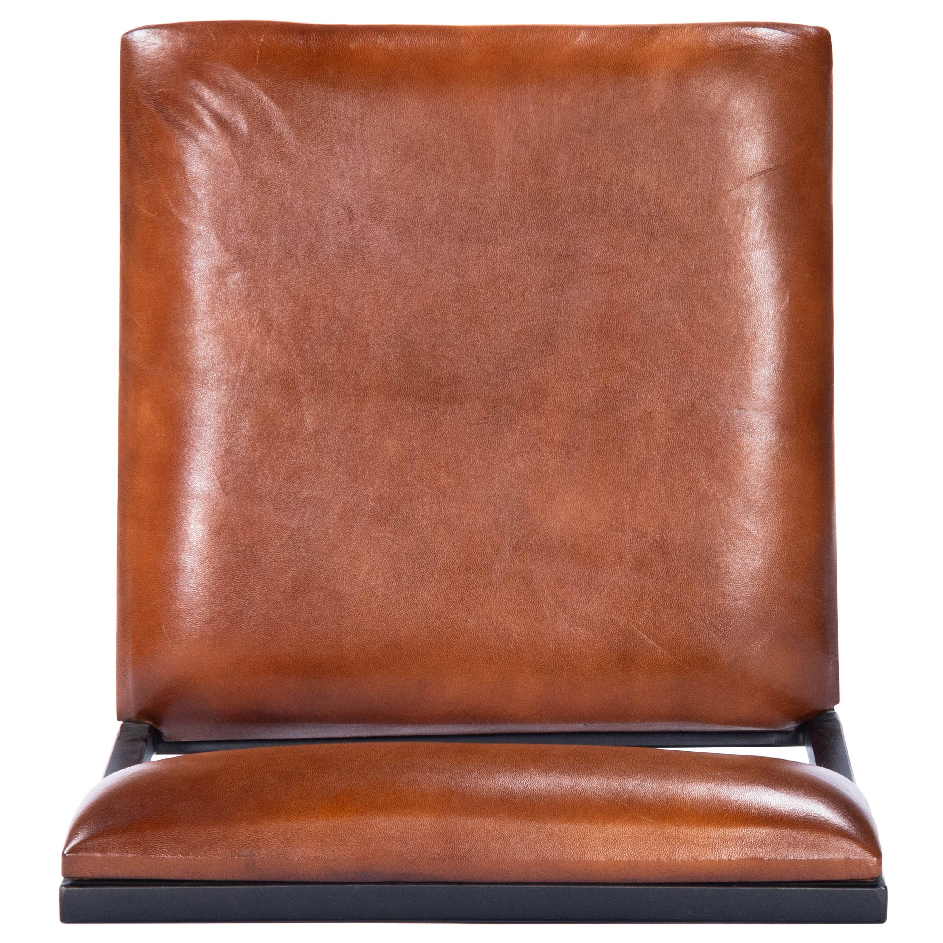 Alt View 6. Butler Specialty - Lazarus 31.5 in. Seat Height Leather and Metal Bar Stool - Medium Brown.