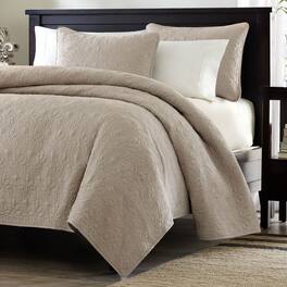Hivvago - Full / Queen size Khaki Light Brown Tan Coverlet Quilt Set with 2 Shams - Khaki, Light Brown, Tan