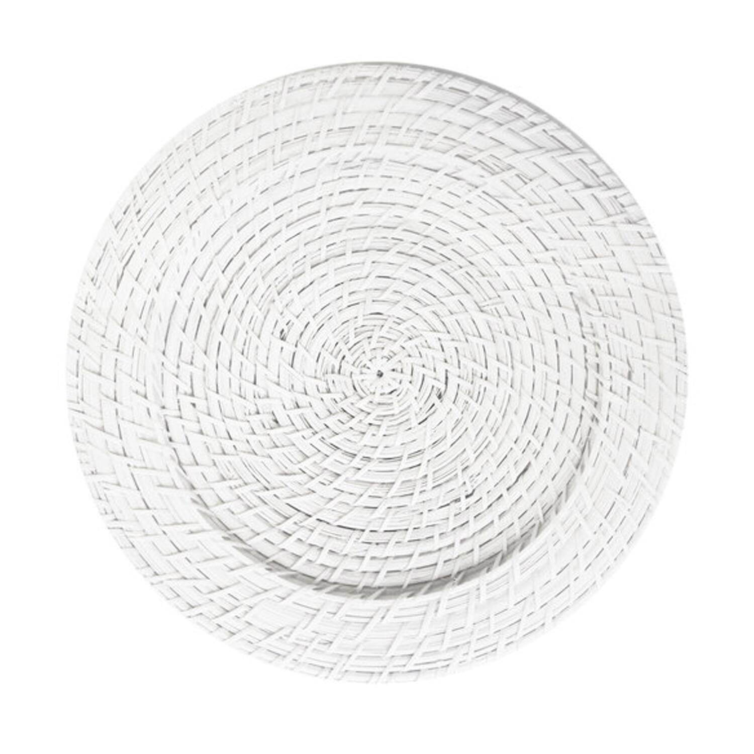 Angle. American Atelier - White Rattan Charger Set of 4 Plates - White.