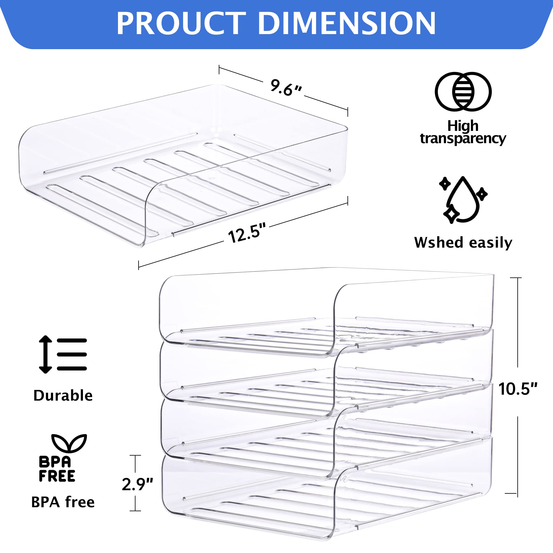 PRODUCT DIMENSION

- 9.6" High transparency
- 12.5" Washed easily
- 10.5" Durable
- 2.9" BPA FREE

BPA free