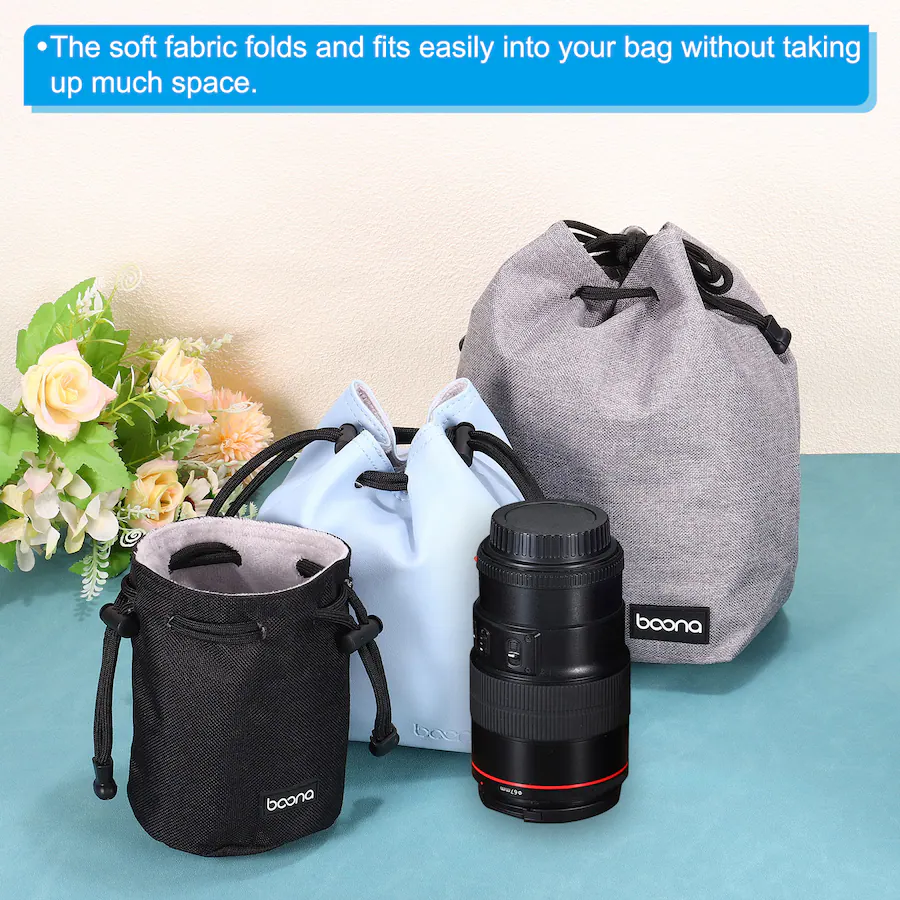 Drawstring Lens Case Unique Bargains Soft Drawstring Lens Case, with Cotton Pad 3.94
