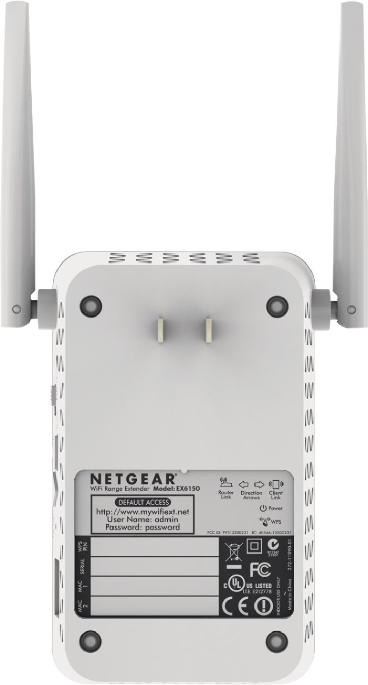 NETGEAR AC1200 Dual-Band Wi-Fi Range Extender White EX6150-100NAS 