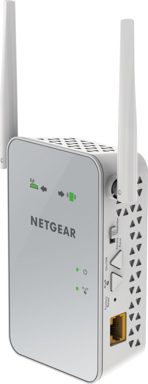 Left View: NETGEAR - AC1200 Dual-Band Wi-Fi Range Extender - White