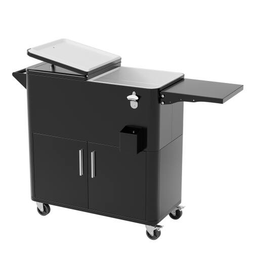 Alt View 1. Winado - 80QT Patio Cooler, Ice Chest with Storage Cabinet, Bottle Opener Drainage for Outdoor Cooler Party, Deck, Pool, Camping - Black.