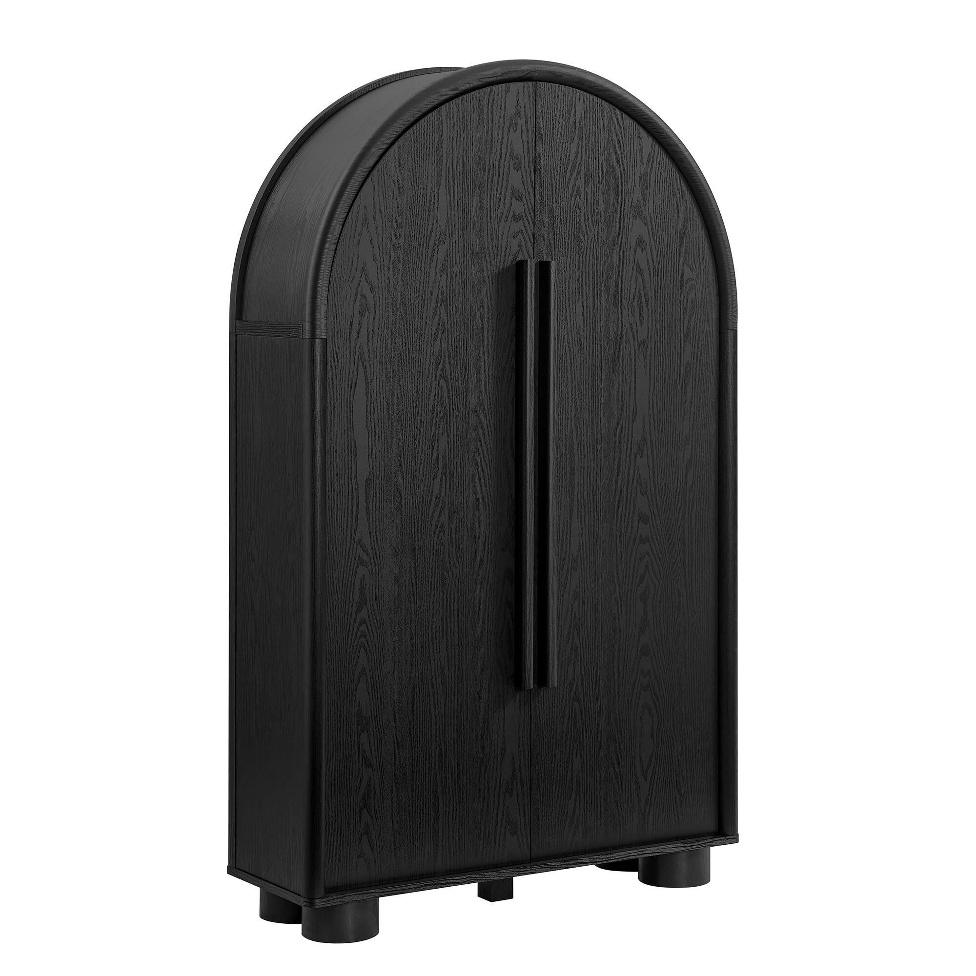 Angle. Modway - Bellamy Arched Fold-Out Desk Cabinet by Modway - Black Oak.