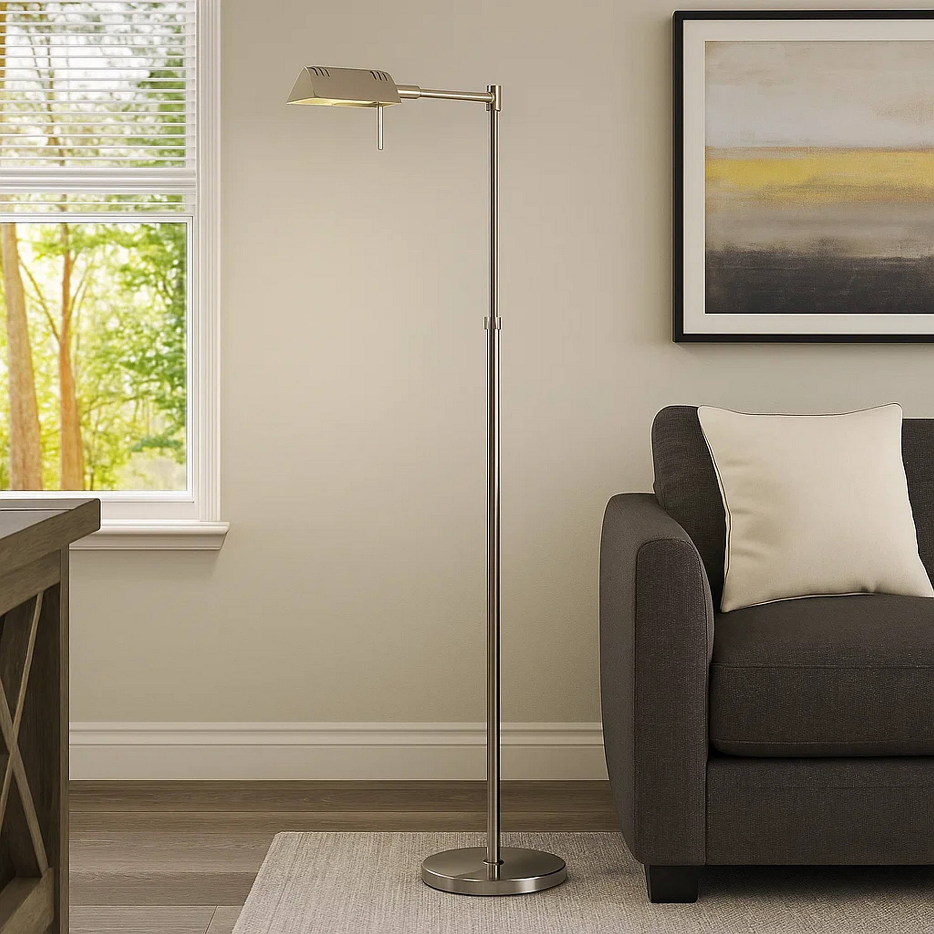 Alt View 3. Manhattan Lane - 10W LED Adjustable Metal Floor Lamp with Swing Arm, Chrome.