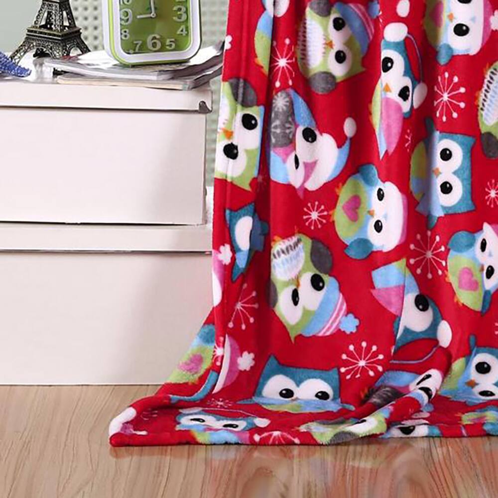 Alt View 1. Noble House - Plazatex MicroPlush Owl Printed Holiday Throw Blanket - 50x60", Multi - Multi.